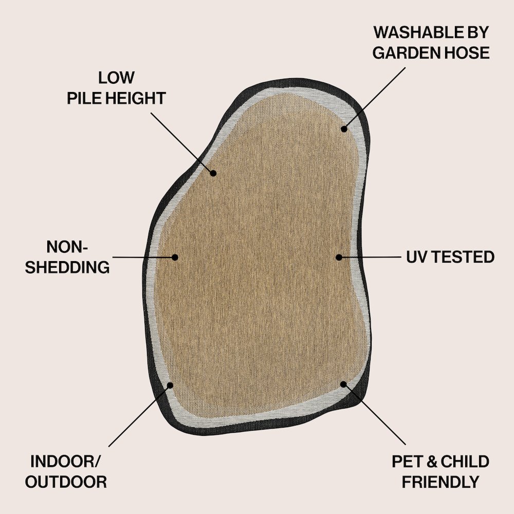 Brown/Black 6 ft. x 9 ft. Indoor/Outdoor Shaped Area Rug. Picture 4