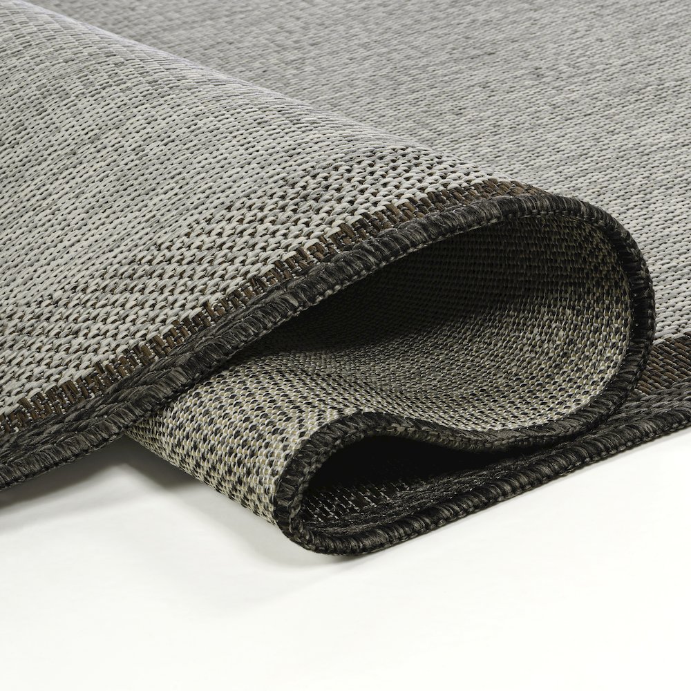 Gray/Black 6 ft. x 9 ft. Indoor/Outdoor Shaped Area Rug. Picture 6