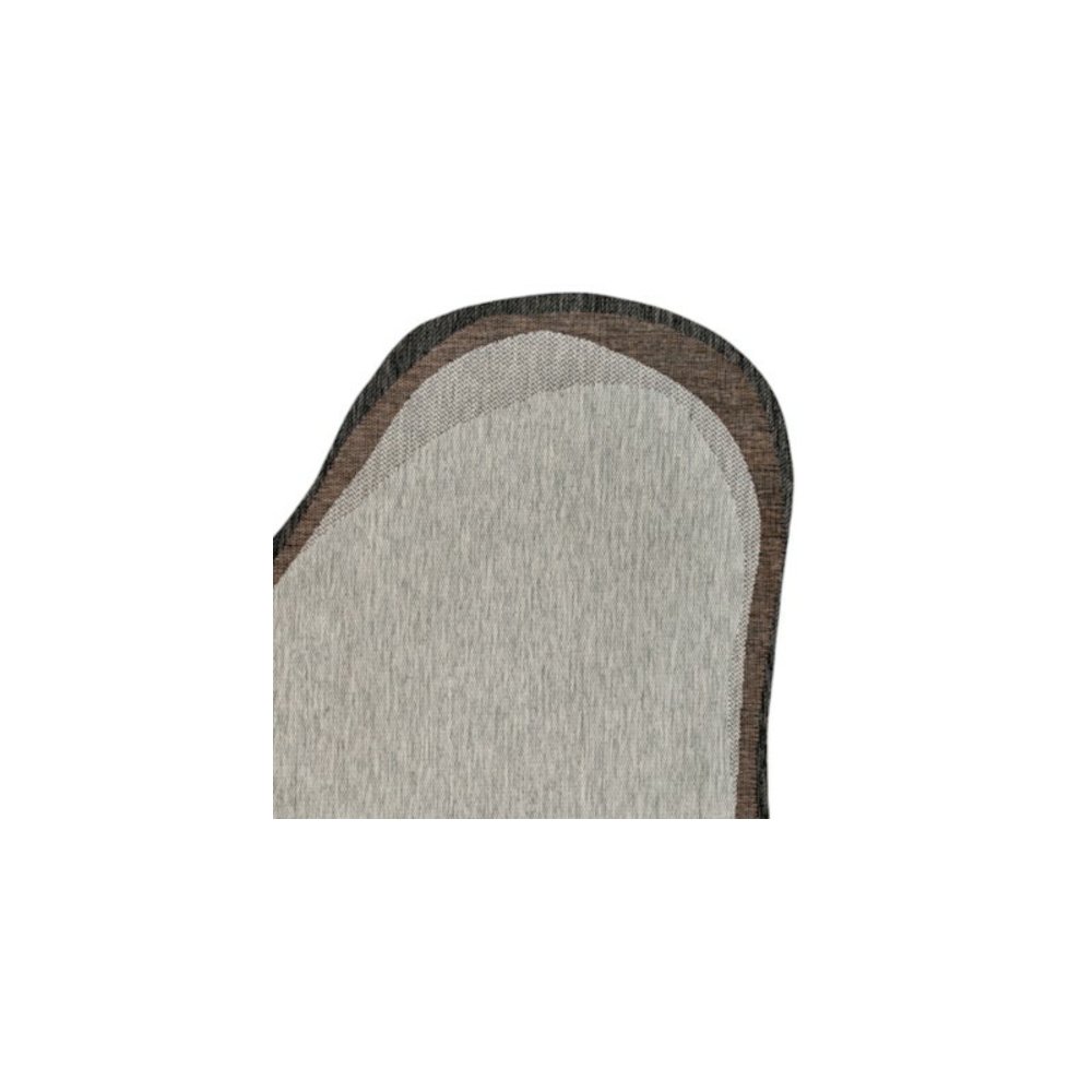 Gray/Black 6 ft. x 9 ft. Indoor/Outdoor Shaped Area Rug. Picture 7
