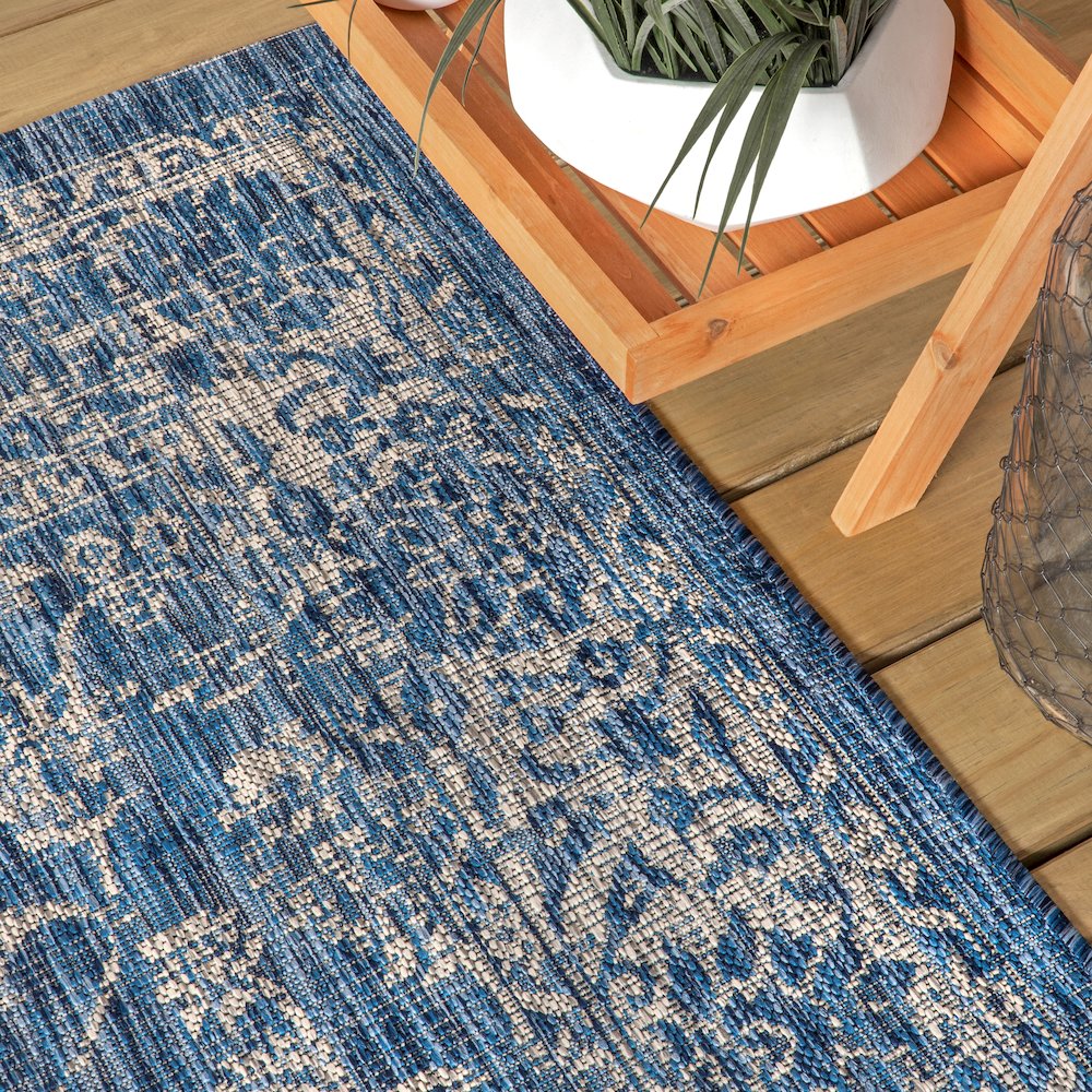 Tela Bohemian Textured Weave Floral Indoor/Outdoor Area Rug. Picture 8