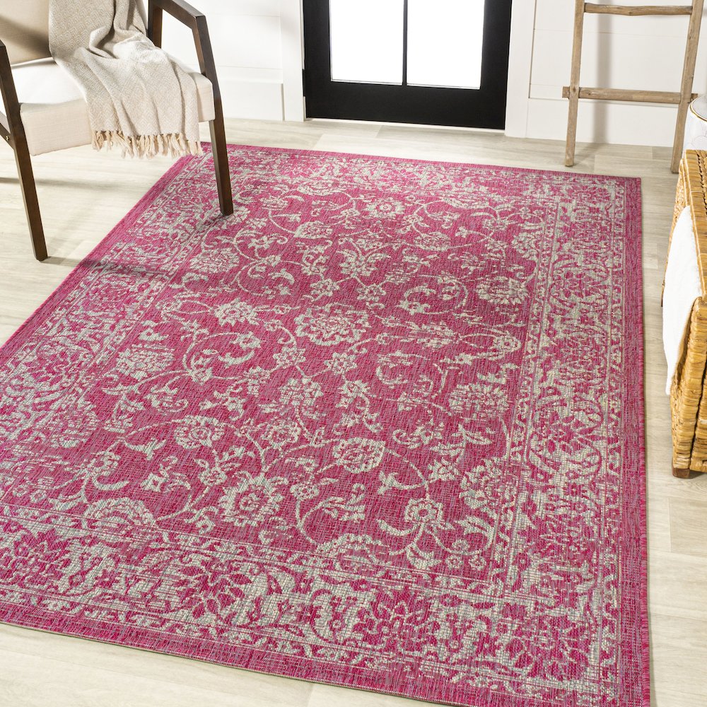 Tela Bohemian Textured Weave Floral Indoor/Outdoor Area Rug. Picture 2