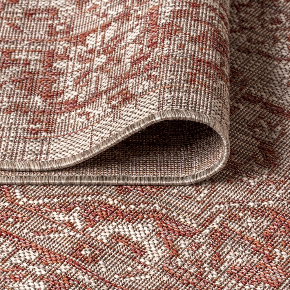 Rozetta Boho Medallion Textured Weave Indoor/Outdoor Area Rug. Picture 9
