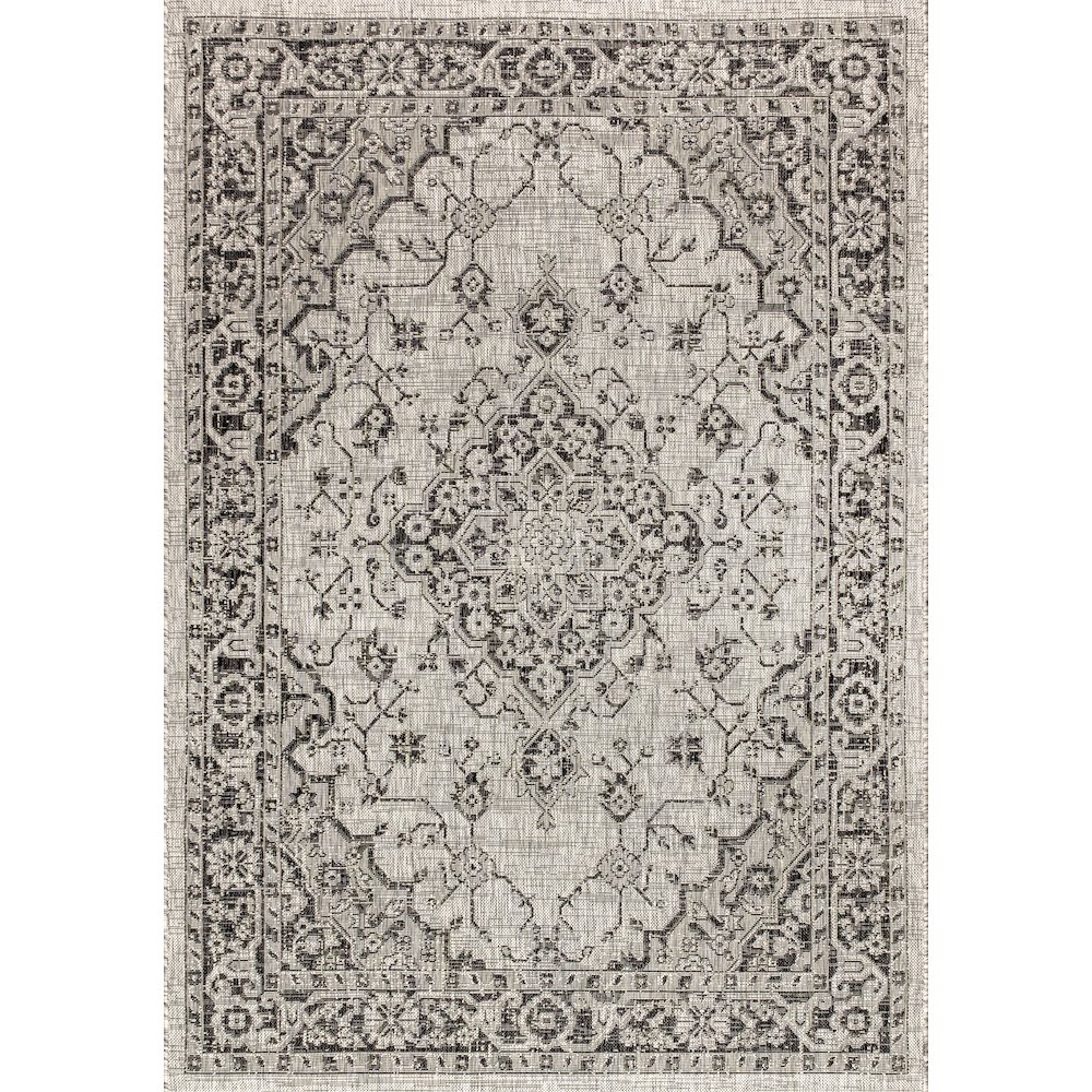 Rozetta Boho Medallion Textured Weave Indoor/Outdoor Area Rug. Picture 1