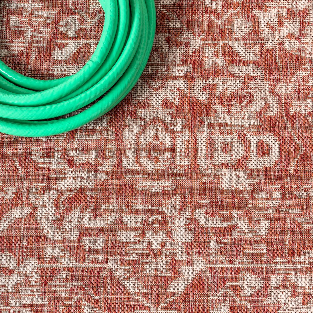 Malta Bohemian Medallion Textured Weave Indoor/Outdoor Area Rug. Picture 7