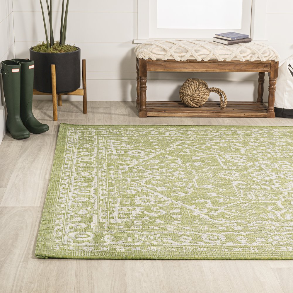 Malta Bohemian Medallion Textured Weave Indoor/Outdoor Area Rug. Picture 3