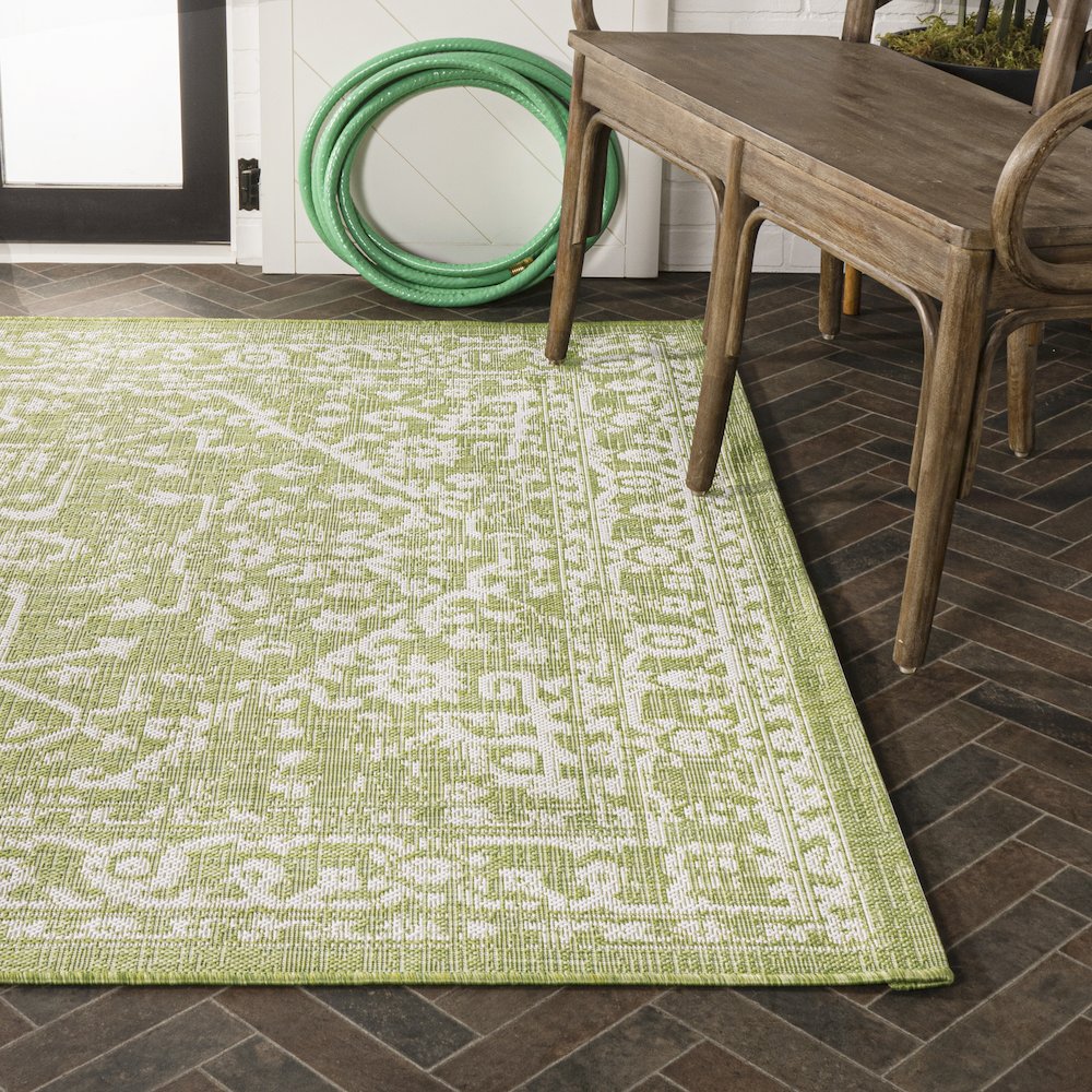 Malta Bohemian Medallion Textured Weave Indoor/Outdoor Area Rug. Picture 7