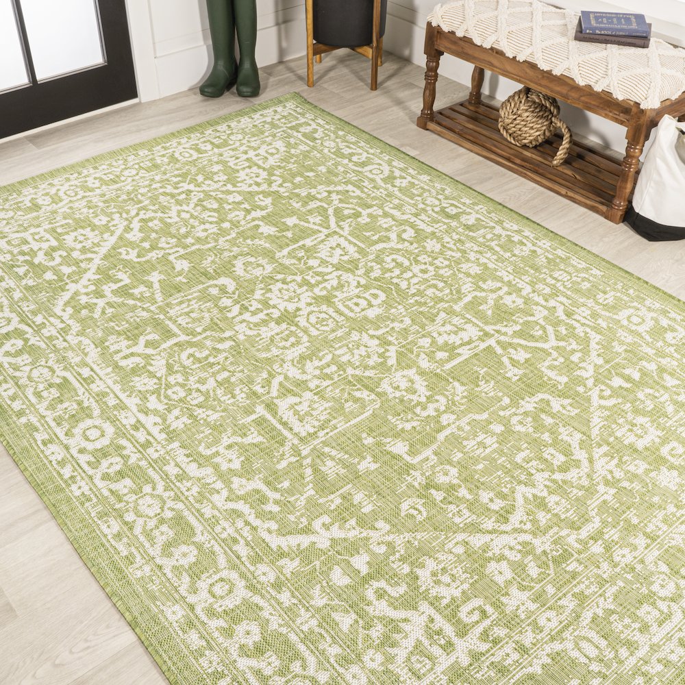 Malta Bohemian Medallion Textured Weave Indoor/Outdoor Area Rug. Picture 4