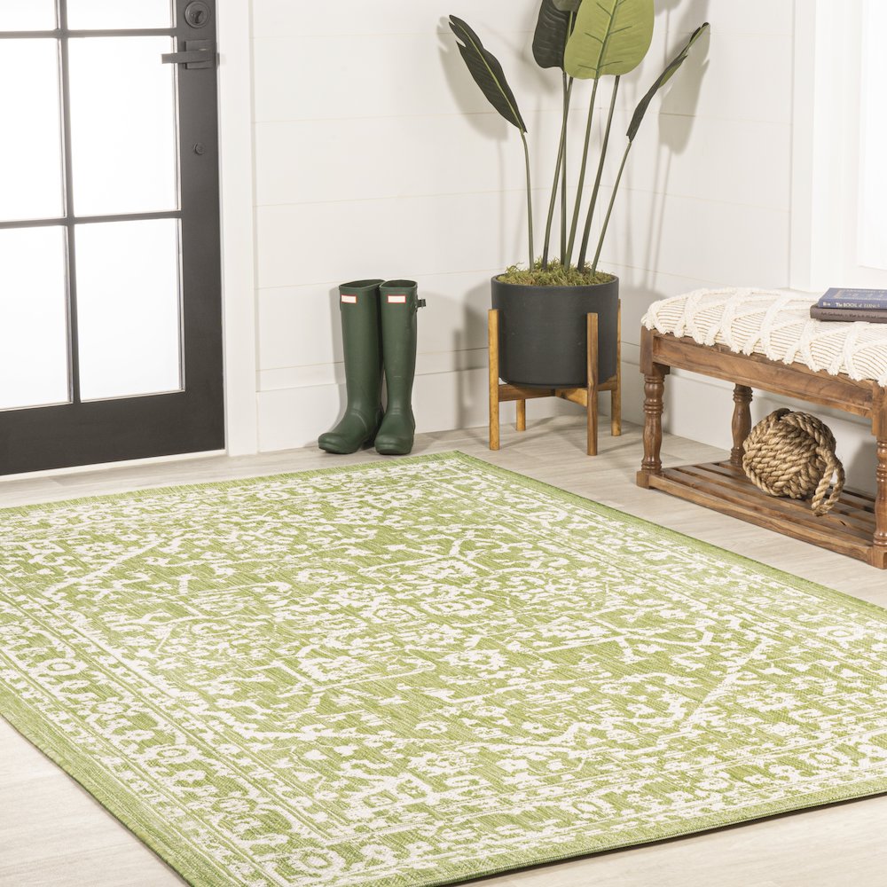 Malta Bohemian Medallion Textured Weave Indoor/Outdoor Area Rug. Picture 5