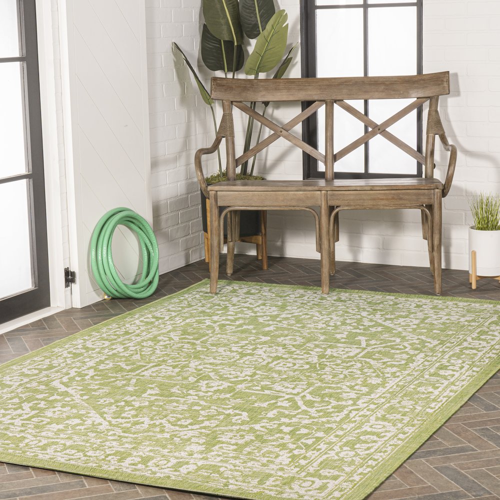 Malta Bohemian Medallion Textured Weave Indoor/Outdoor Area Rug. Picture 9
