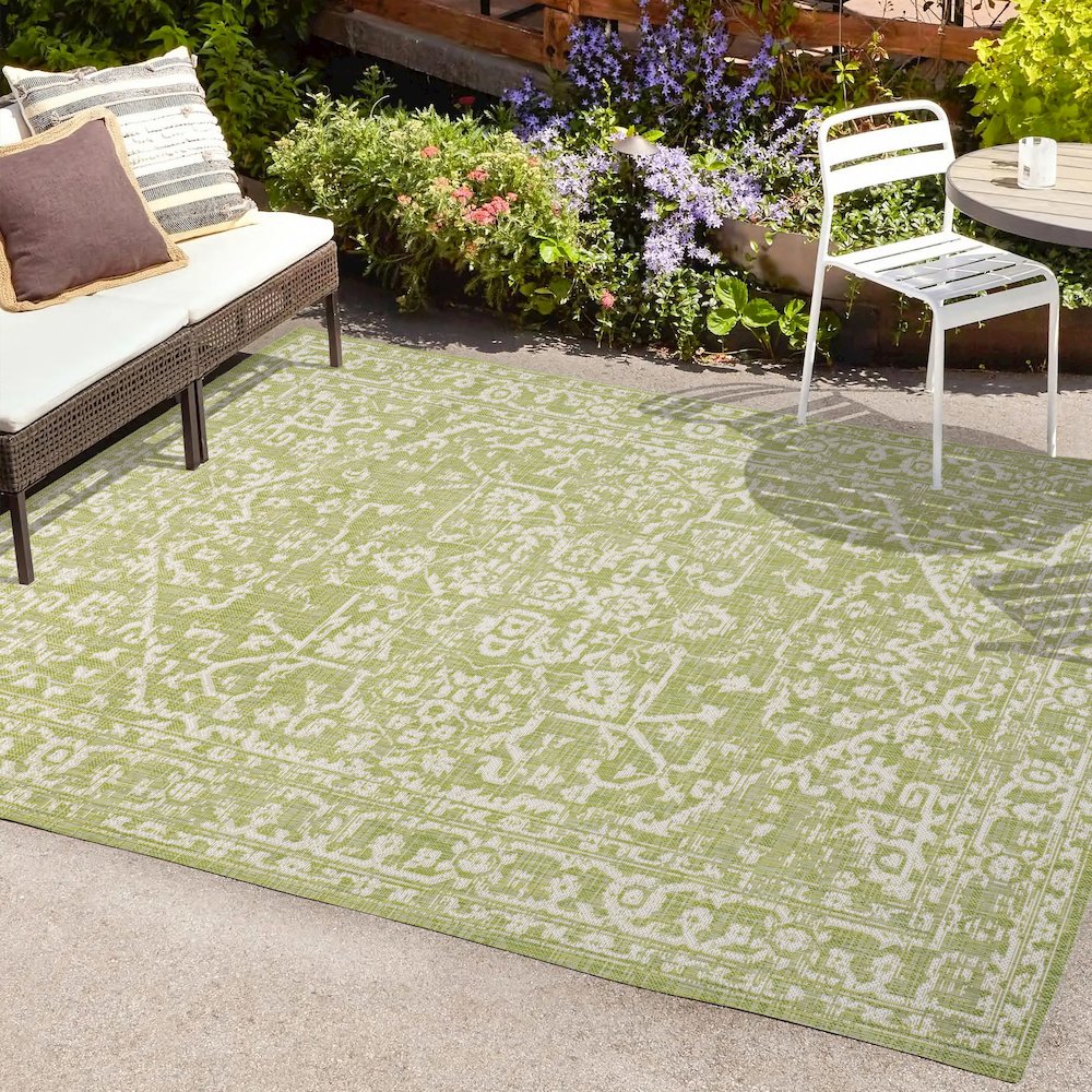 Malta Bohemian Medallion Textured Weave Indoor/Outdoor Area Rug. Picture 6