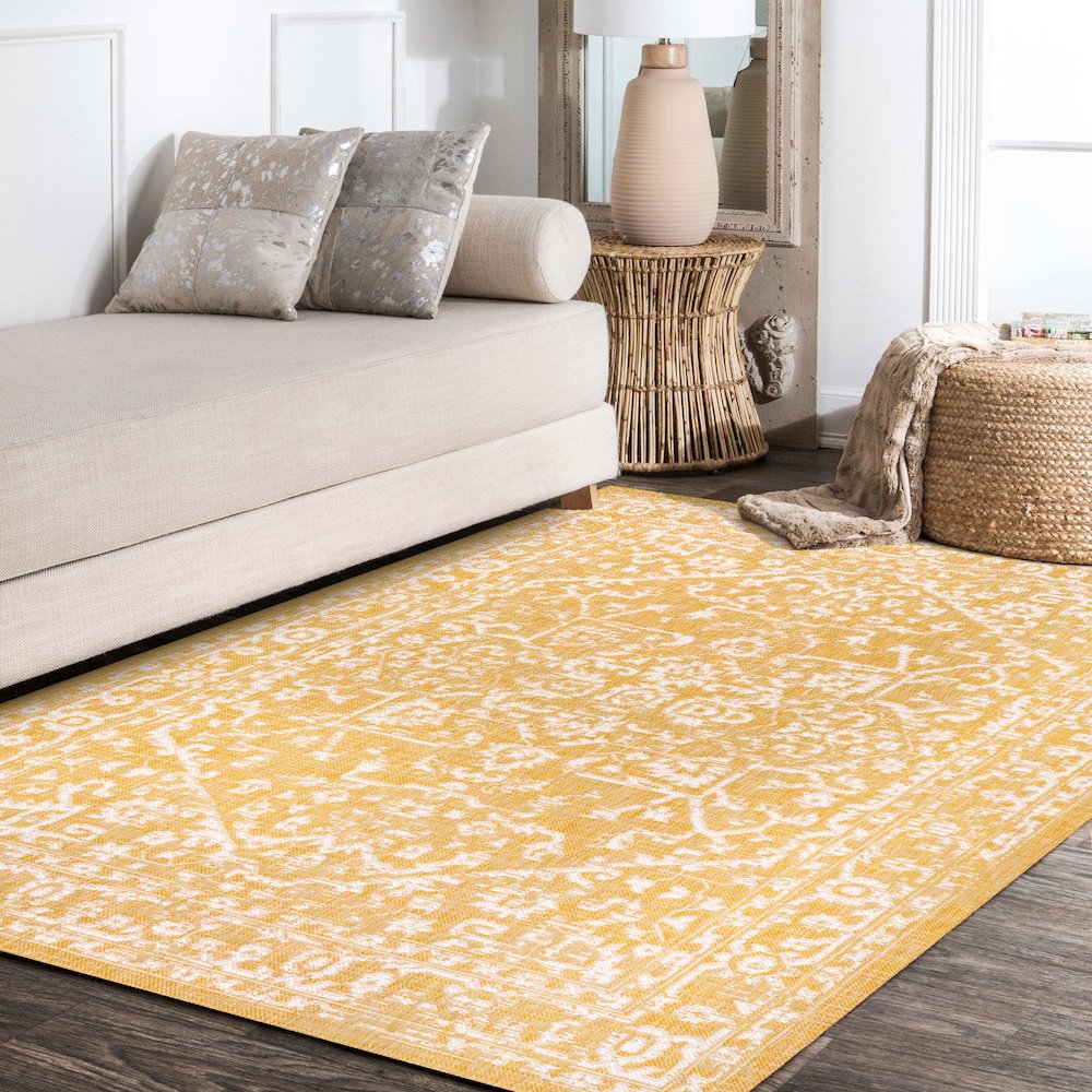 Malta Bohemian Medallion Textured Weave Indoor/Outdoor Area Rug. Picture 14
