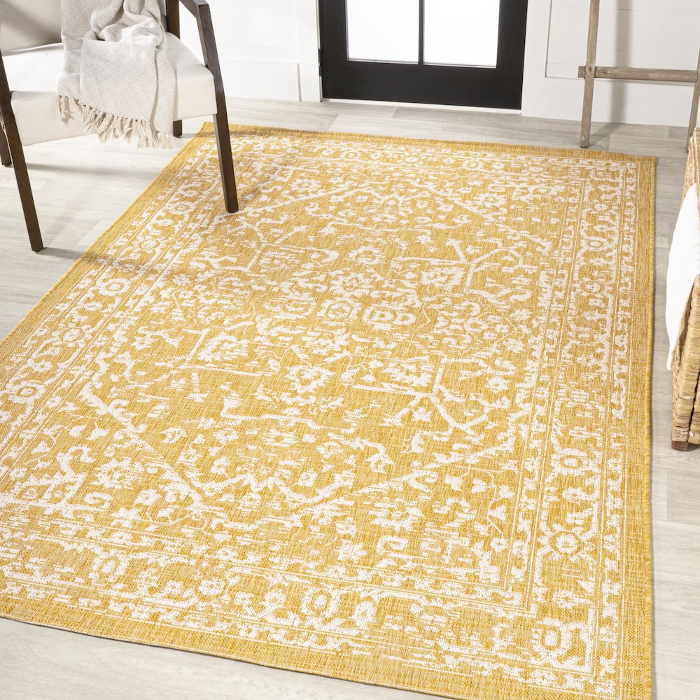 Malta Bohemian Medallion Textured Weave Indoor/Outdoor Area Rug. Picture 2