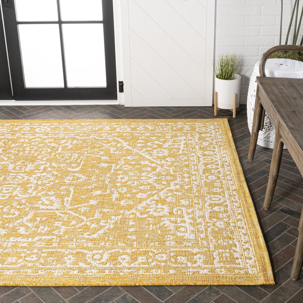 Malta Bohemian Medallion Textured Weave Indoor/Outdoor Area Rug. Picture 7