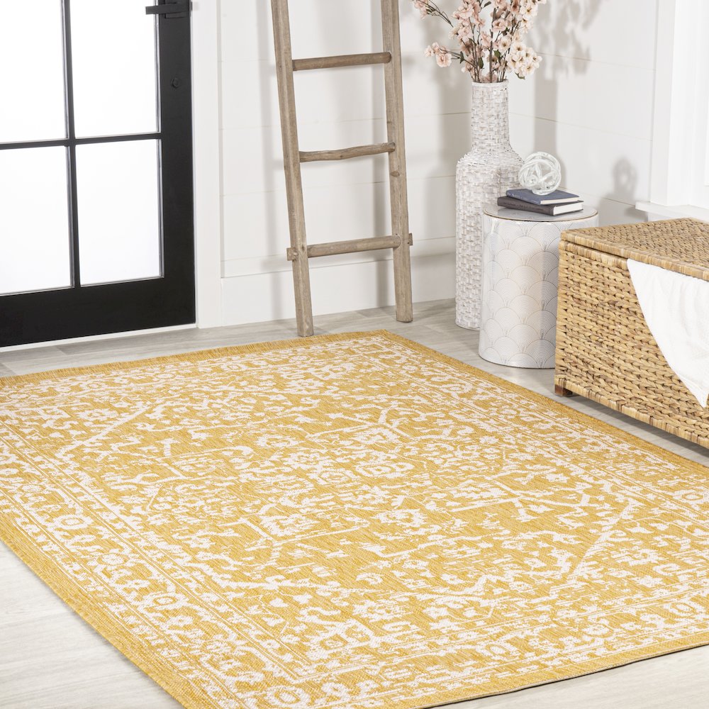 Malta Bohemian Medallion Textured Weave Indoor/Outdoor Area Rug. Picture 5