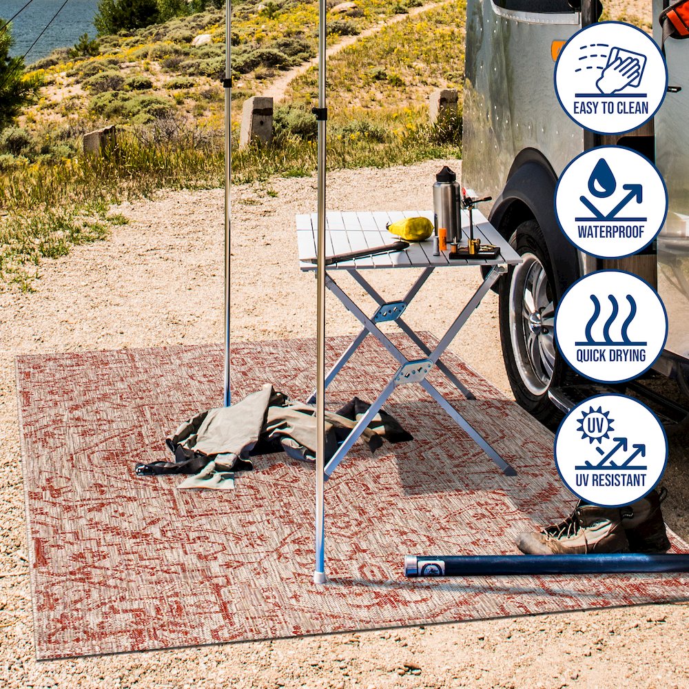 Estrella Bohemian Medallion Textured Weave Indoor/Outdoor Area Rug. Picture 11