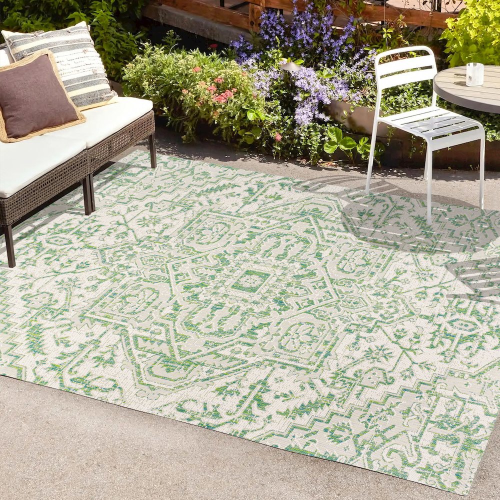 Estrella Bohemian Medallion Textured Weave Indoor/Outdoor Area Rug. Picture 6