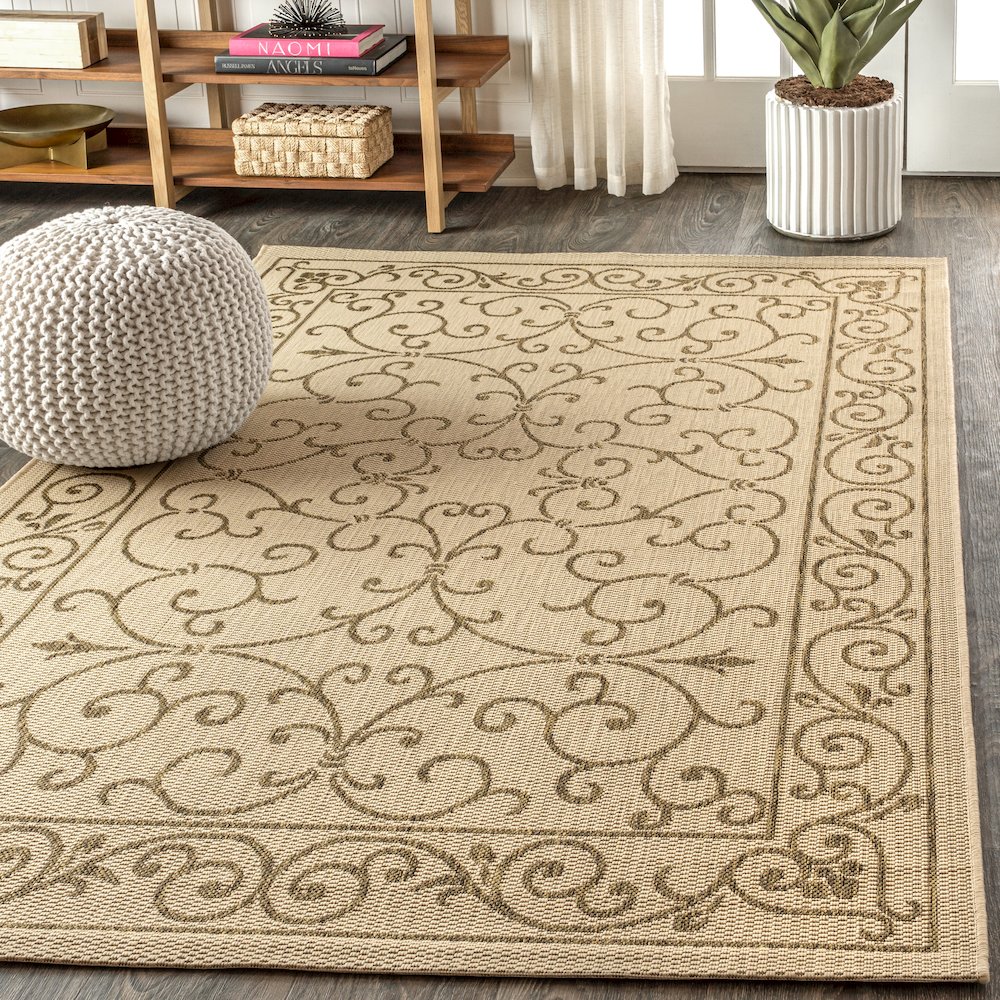 Charleston Vintage Filigree Textured Weave Indoor/Outdoor Area Rug. Picture 3