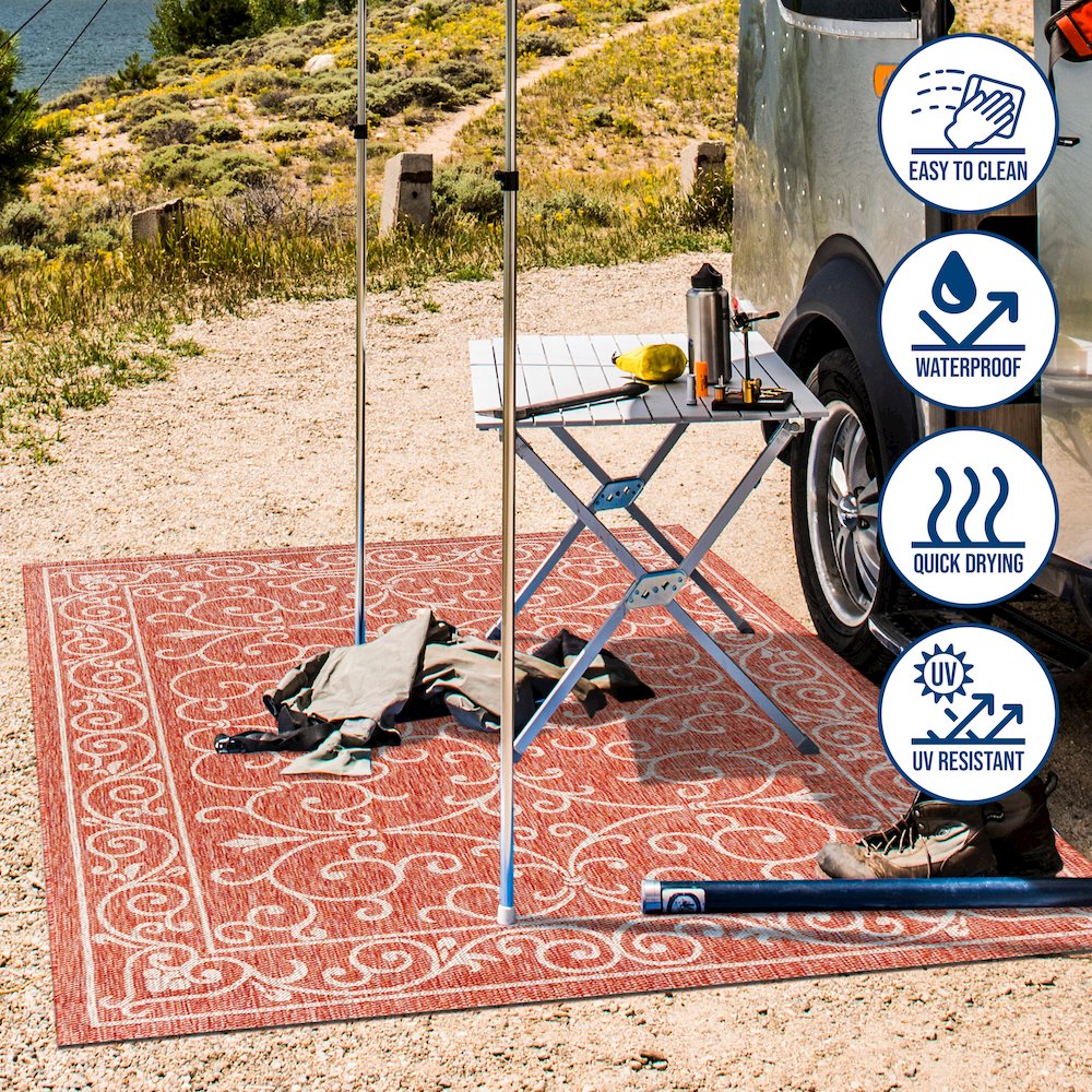 Charleston Vintage Filigree Textured Weave Indoor/Outdoor Area Rug. Picture 11