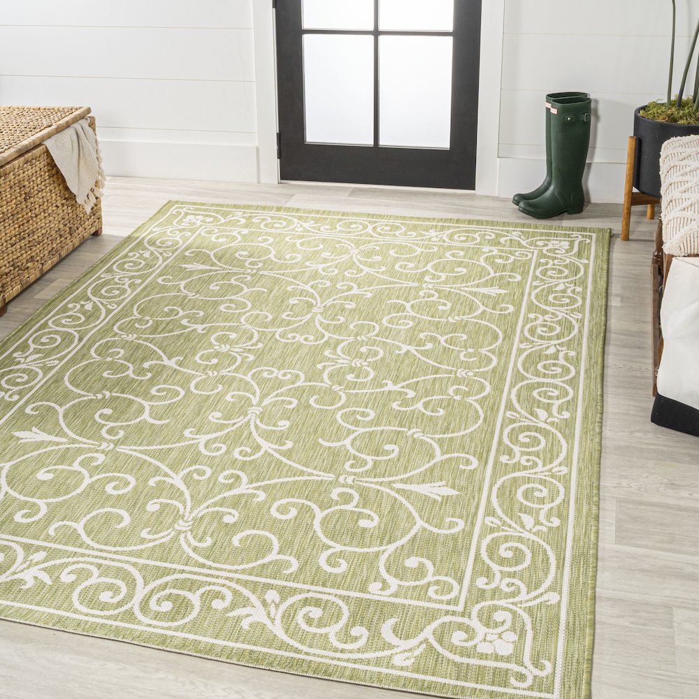 Charleston Vintage Filigree Textured Weave Indoor/Outdoor Area Rug. Picture 2