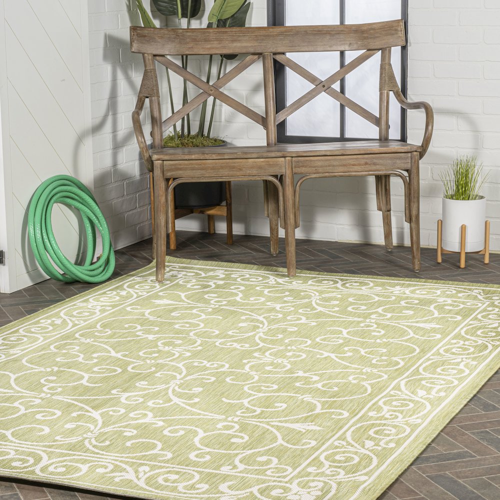 Charleston Vintage Filigree Textured Weave Indoor/Outdoor Area Rug. Picture 9