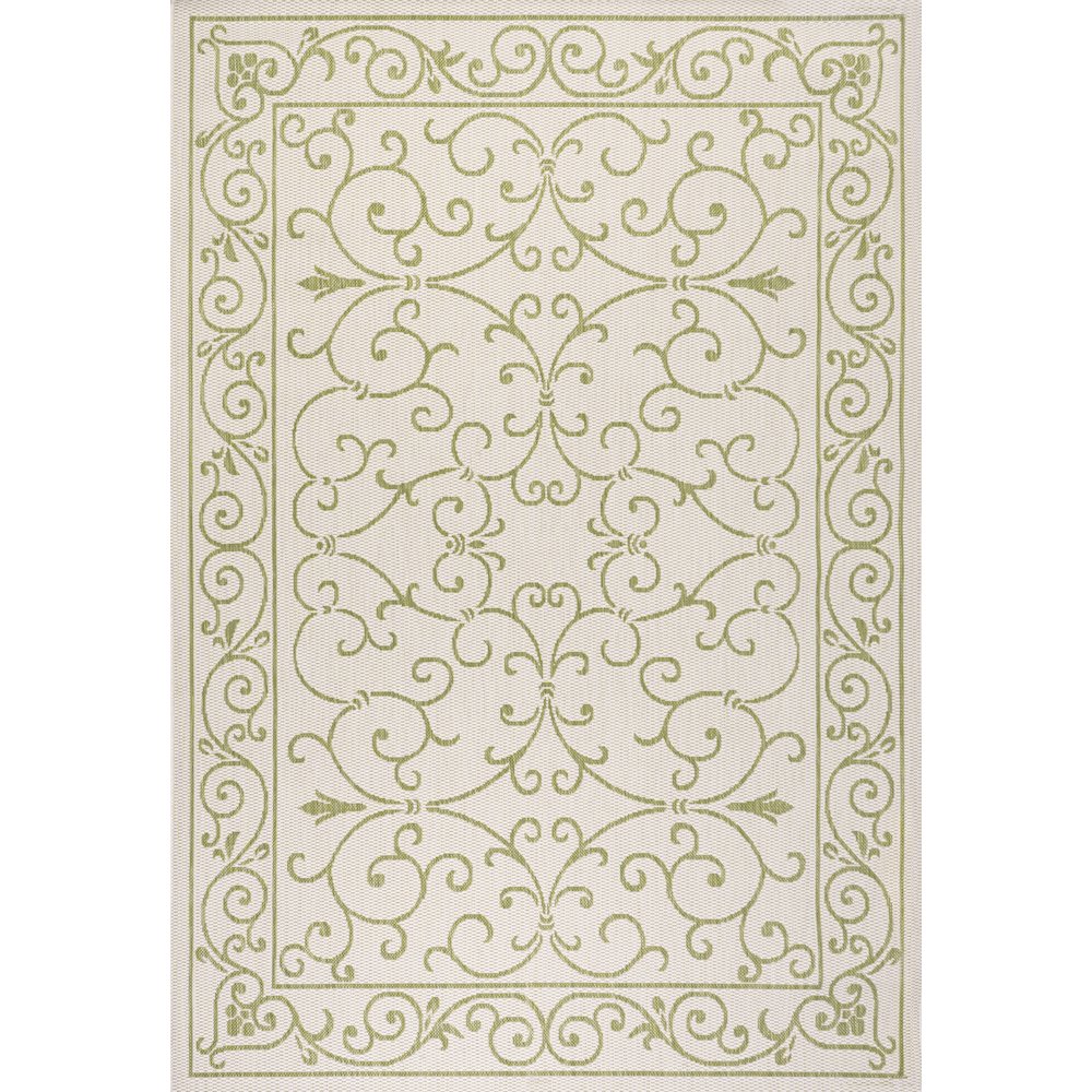 Charleston Vintage Filigree Textured Weave Indoor/Outdoor Area Rug. Picture 1