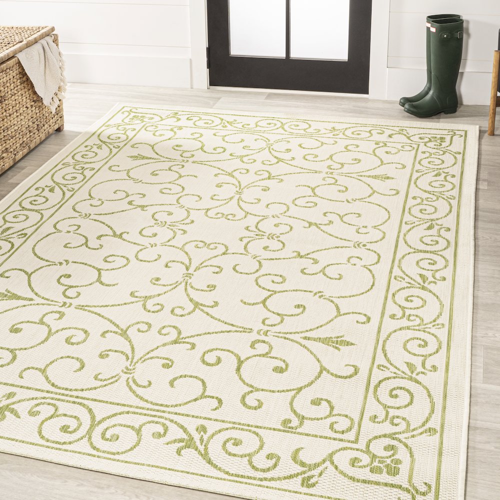Charleston Vintage Filigree Textured Weave Indoor/Outdoor Area Rug. Picture 2