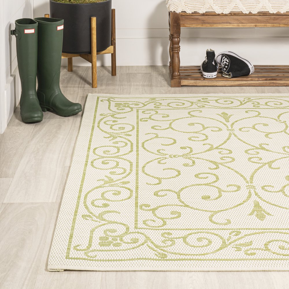 Charleston Vintage Filigree Textured Weave Indoor/Outdoor Area Rug. Picture 3