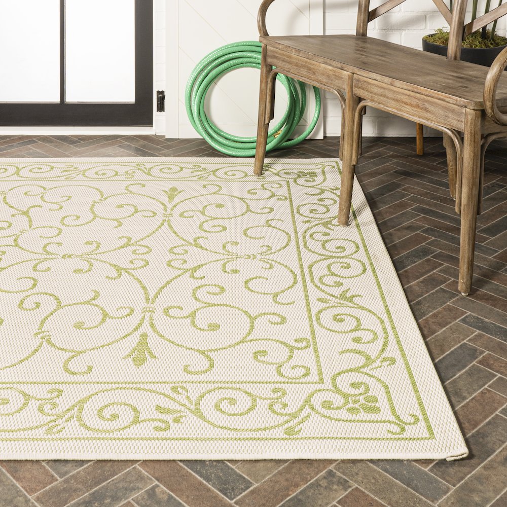 Charleston Vintage Filigree Textured Weave Indoor/Outdoor Area Rug. Picture 7