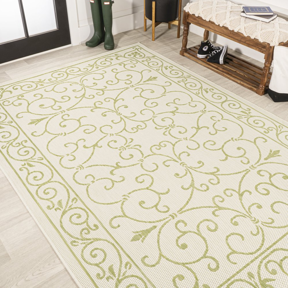 Charleston Vintage Filigree Textured Weave Indoor/Outdoor Area Rug. Picture 4
