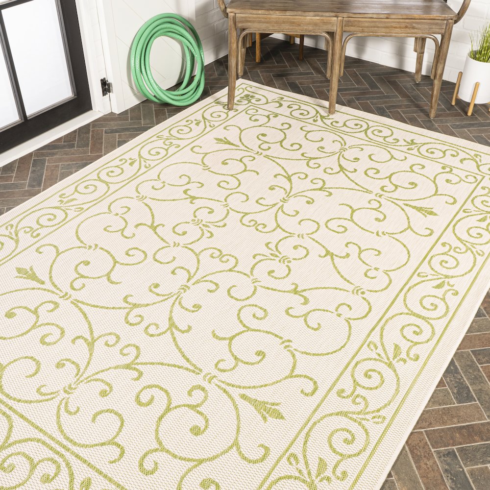 Charleston Vintage Filigree Textured Weave Indoor/Outdoor Area Rug. Picture 8