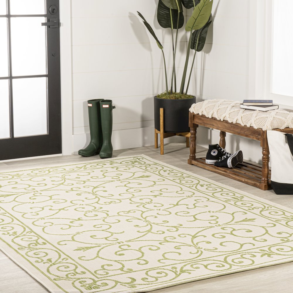 Charleston Vintage Filigree Textured Weave Indoor/Outdoor Area Rug. Picture 5