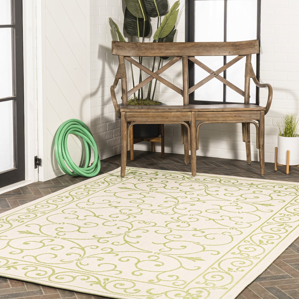 Charleston Vintage Filigree Textured Weave Indoor/Outdoor Area Rug. Picture 9