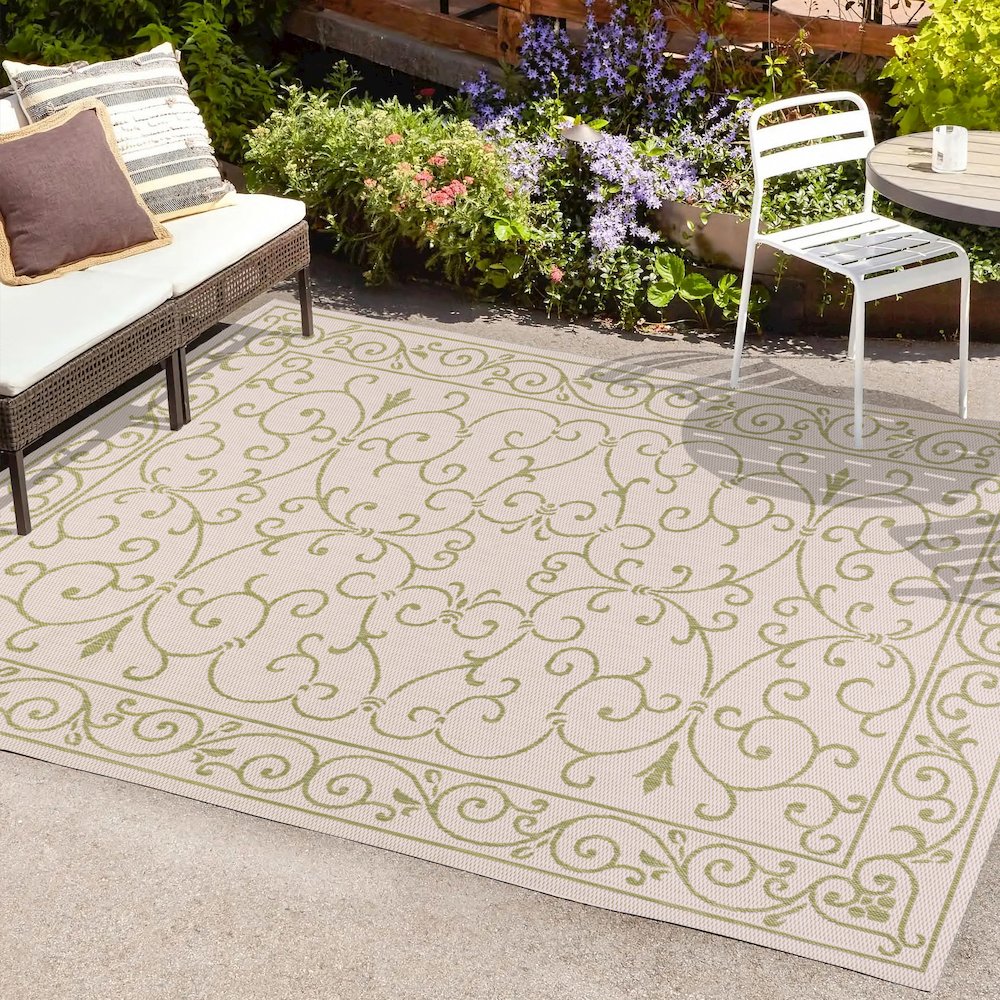 Charleston Vintage Filigree Textured Weave Indoor/Outdoor Area Rug. Picture 6