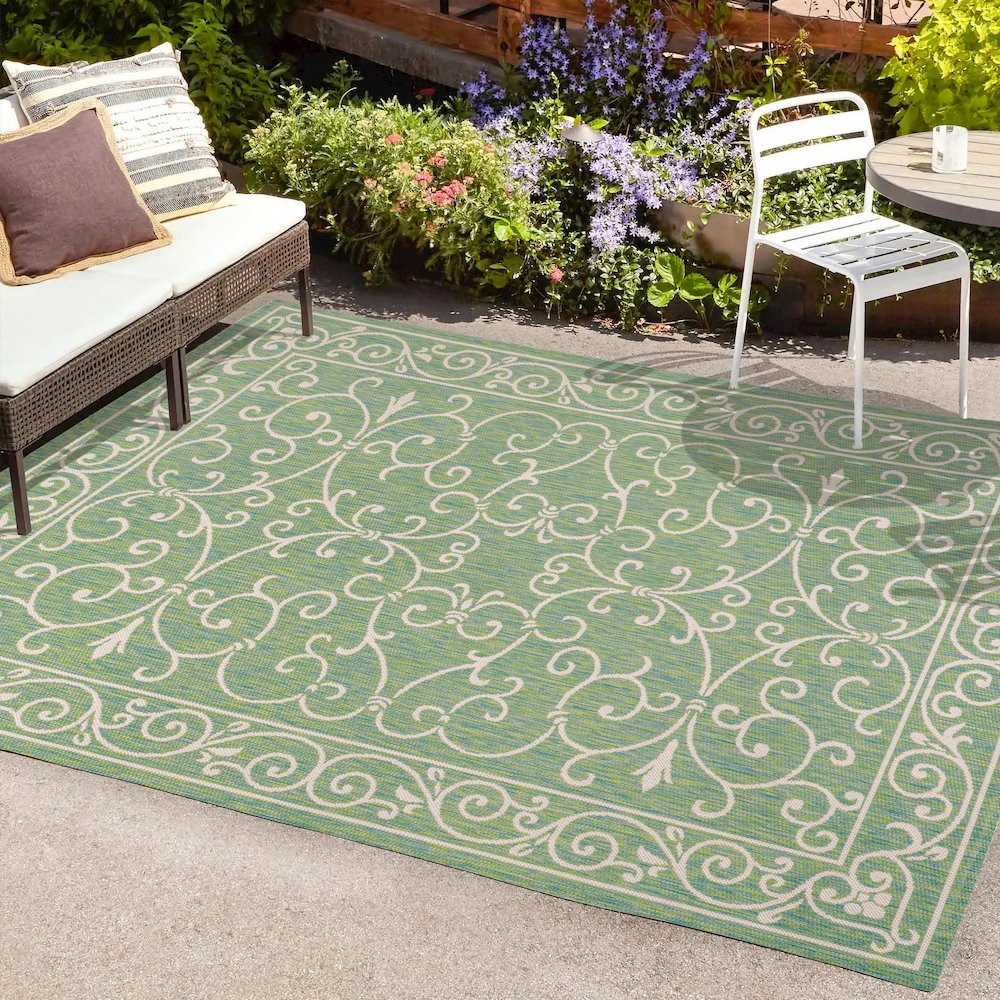 Charleston Vintage Filigree Textured Weave Indoor/Outdoor Area Rug. Picture 6