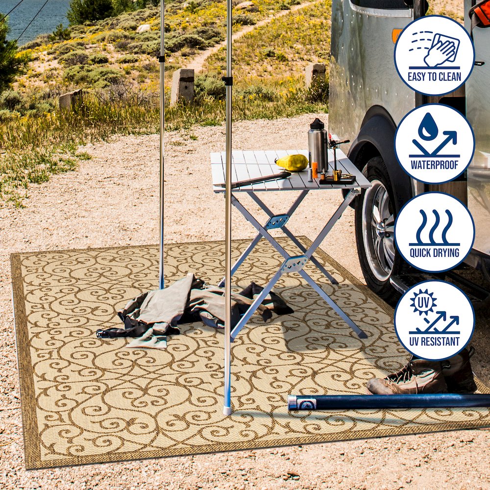 Madrid Vintage Filigree Textured Weave Indoor/Outdoor Area Rug. Picture 11