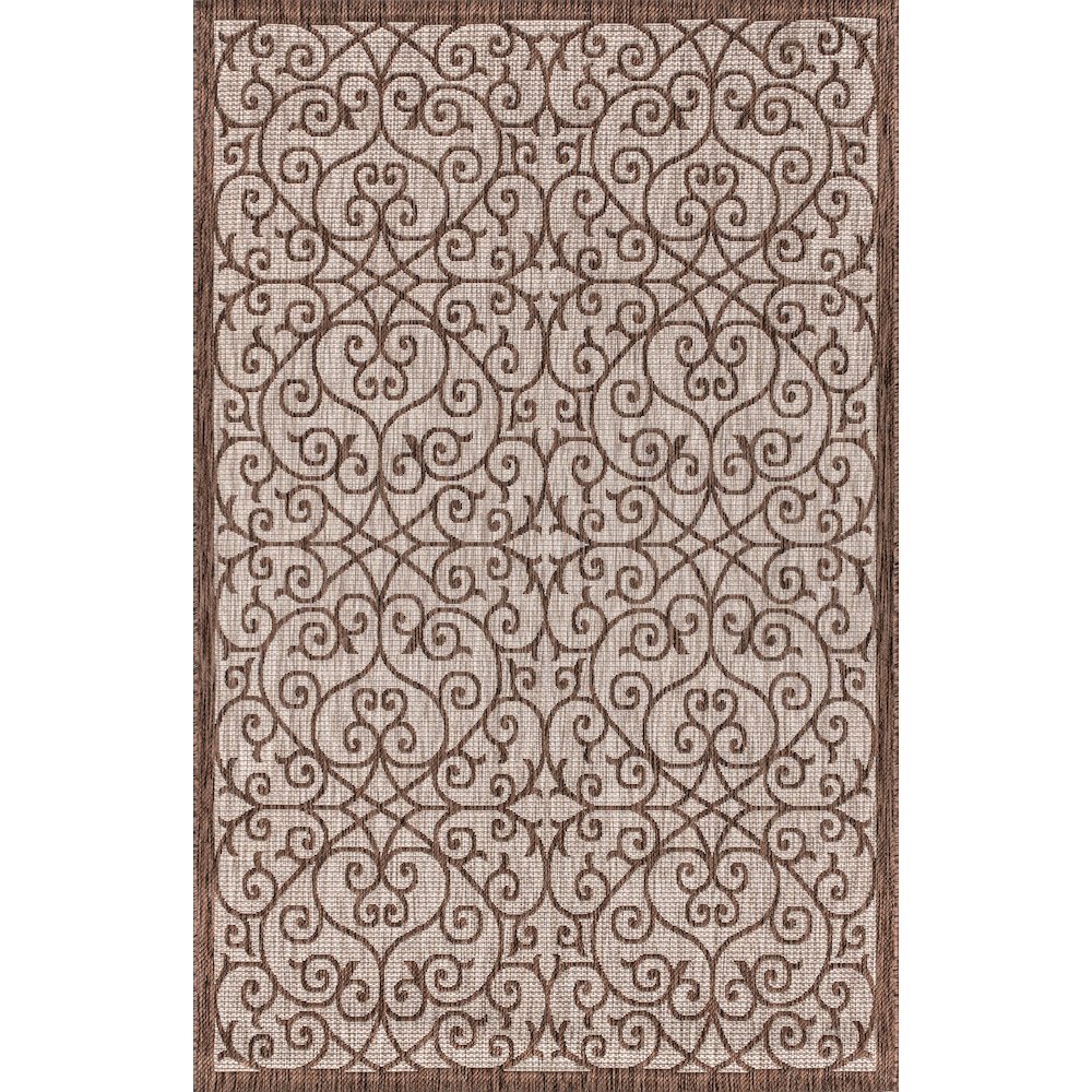 Madrid Vintage Filigree Textured Weave Indoor/Outdoor Area Rug. Picture 1