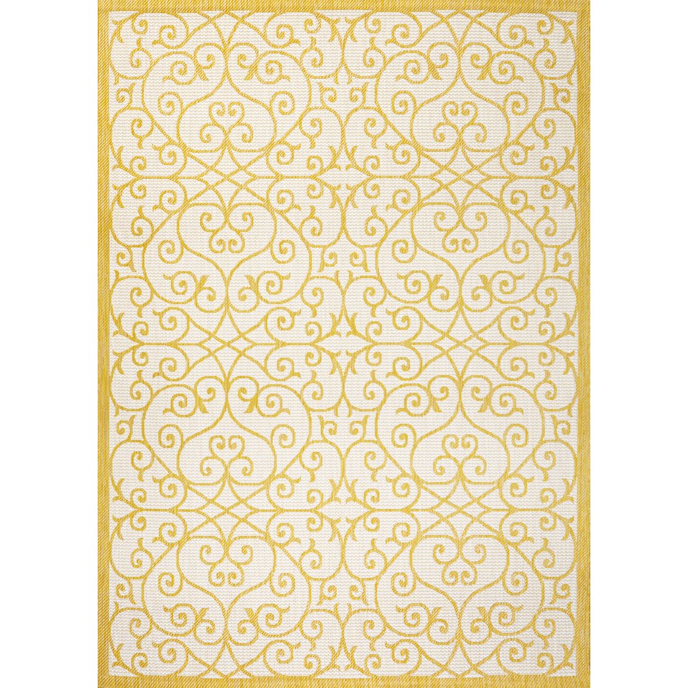 Madrid Vintage Filigree Textured Weave Indoor/Outdoor Area Rug. Picture 1