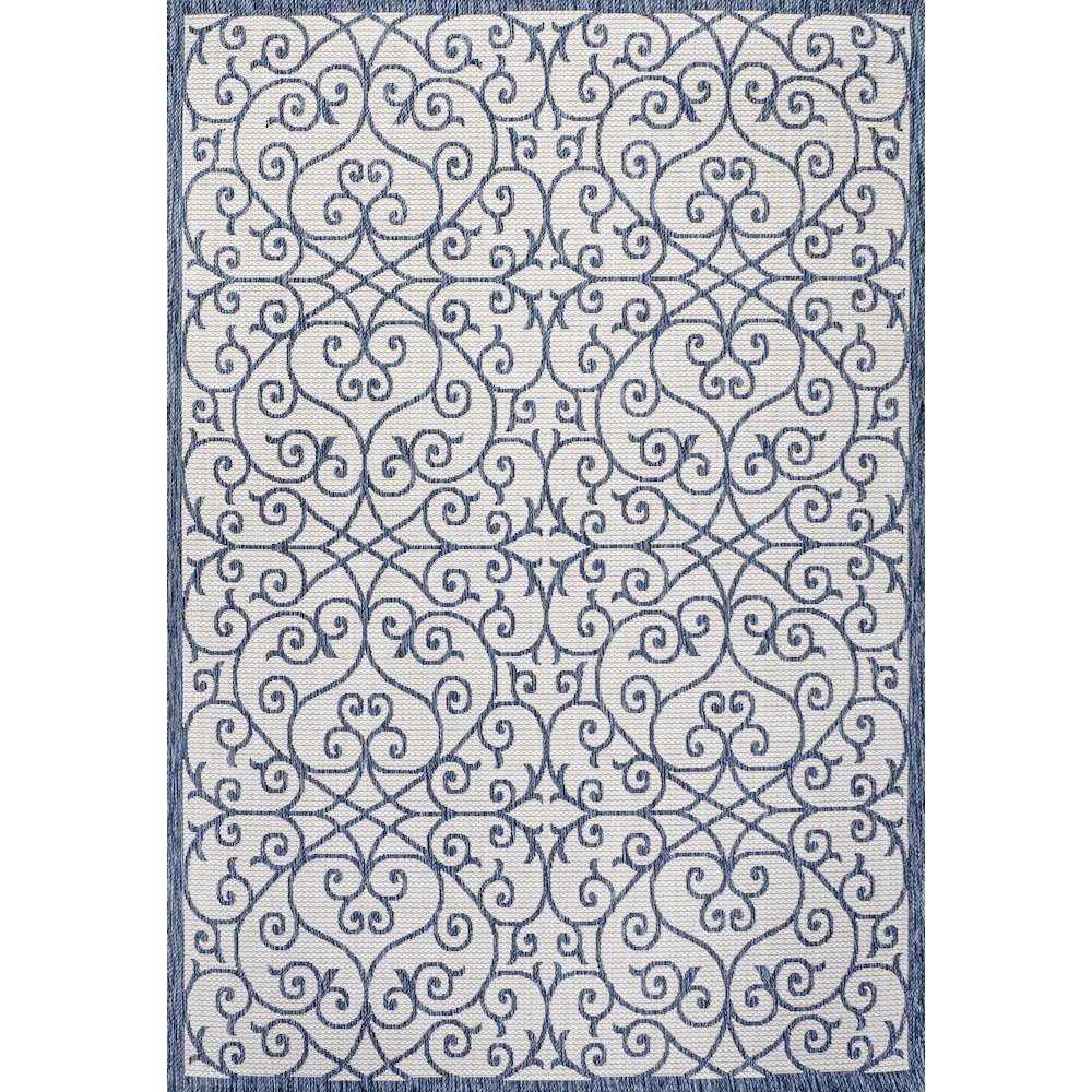 Madrid Vintage Filigree Textured Weave Indoor/Outdoor Area Rug. Picture 1