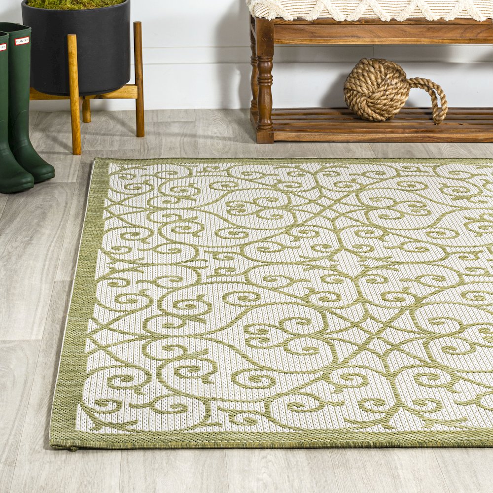 Madrid Vintage Filigree Textured Weave Indoor/Outdoor Area Rug. Picture 3
