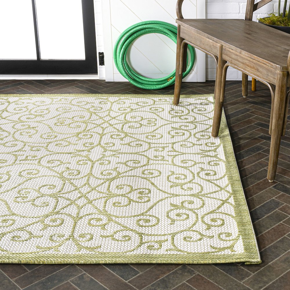 Madrid Vintage Filigree Textured Weave Indoor/Outdoor Area Rug. Picture 7