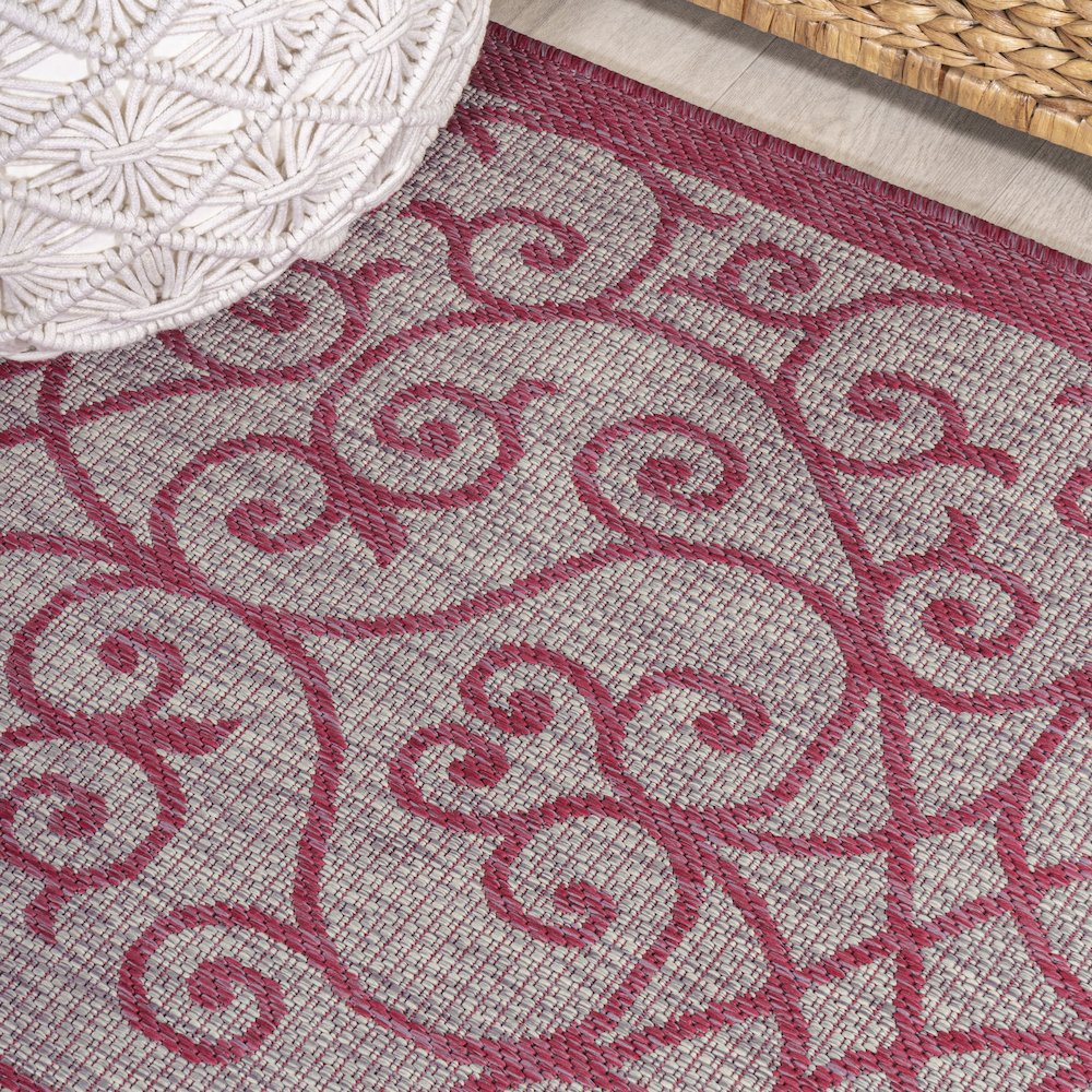 Madrid Vintage Filigree Textured Weave Indoor/Outdoor Area Rug. Picture 11