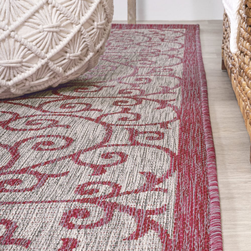 Madrid Vintage Filigree Textured Weave Indoor/Outdoor Area Rug. Picture 12
