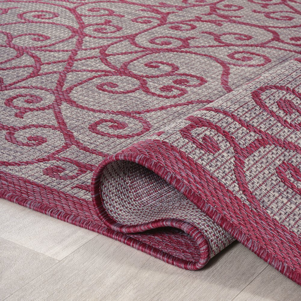 Madrid Vintage Filigree Textured Weave Indoor/Outdoor Area Rug. Picture 13