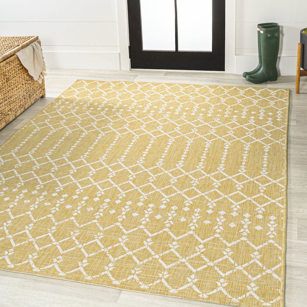 Ourika Moroccan Geometric Textured Weave Indoor/Outdoor Area Rug. Picture 2
