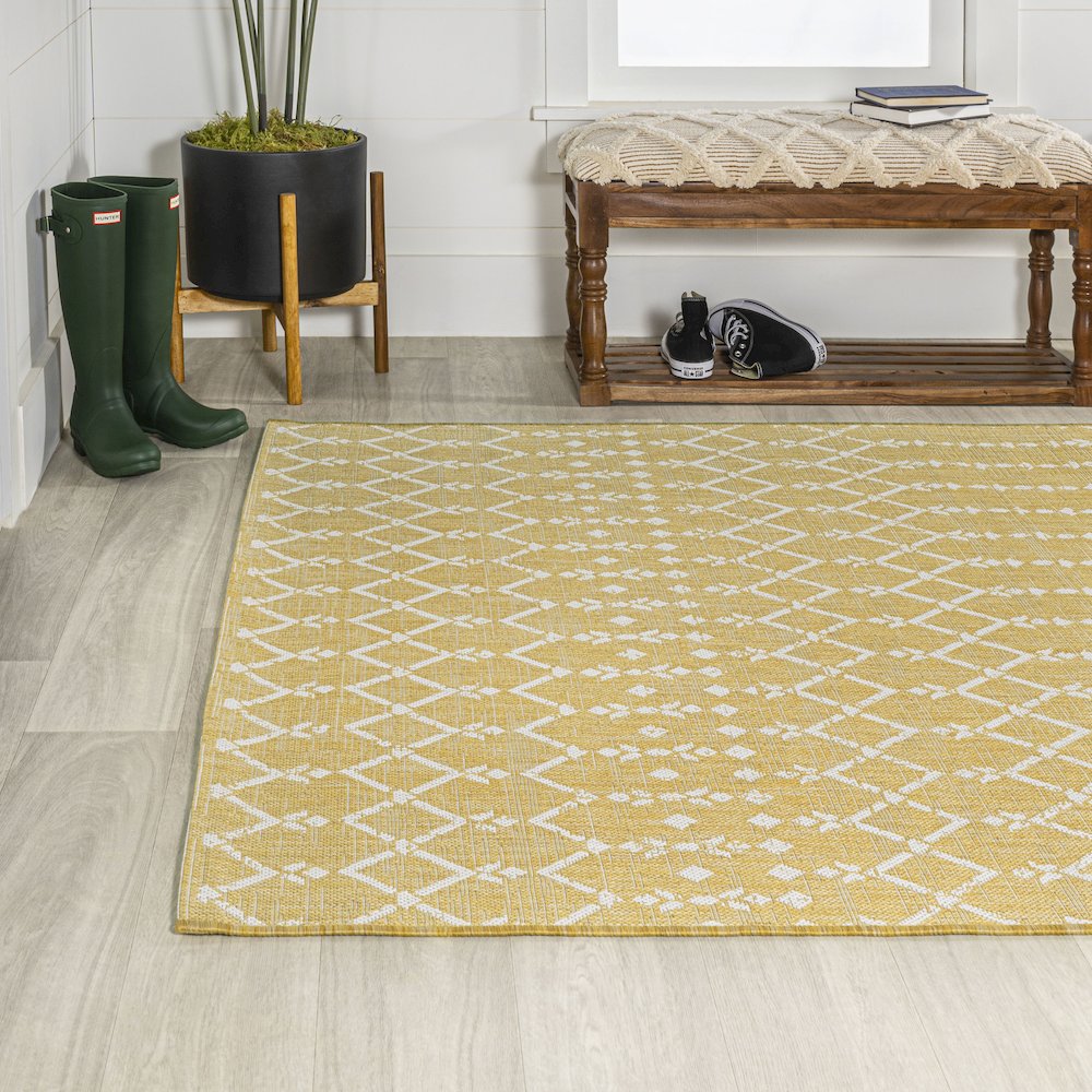 Ourika Moroccan Geometric Textured Weave Indoor/Outdoor Area Rug. Picture 3