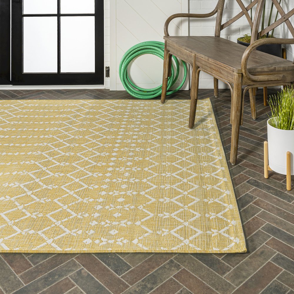 Ourika Moroccan Geometric Textured Weave Indoor/Outdoor Area Rug. Picture 7