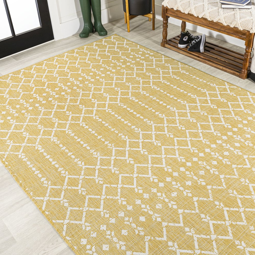 Ourika Moroccan Geometric Textured Weave Indoor/Outdoor Area Rug. Picture 4