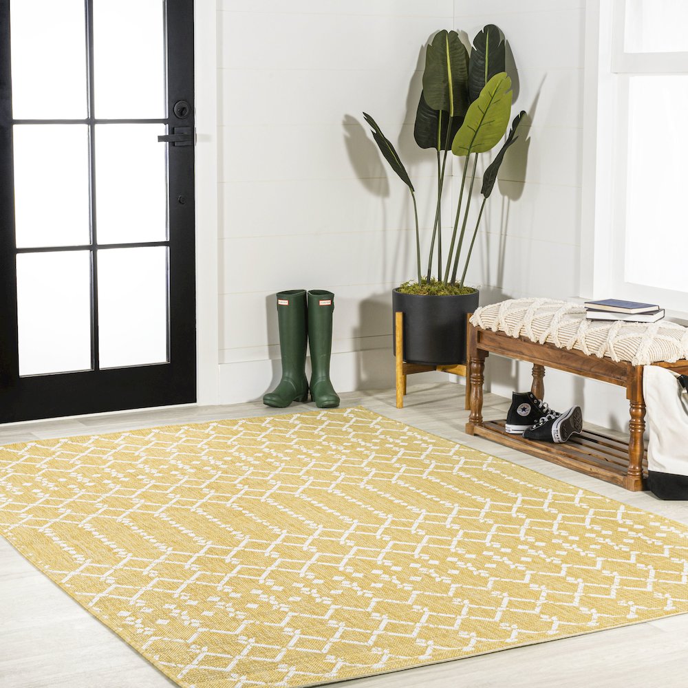 Ourika Moroccan Geometric Textured Weave Indoor/Outdoor Area Rug. Picture 5