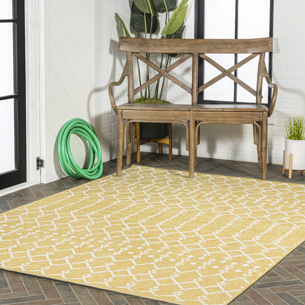 Ourika Moroccan Geometric Textured Weave Indoor/Outdoor Area Rug. Picture 9