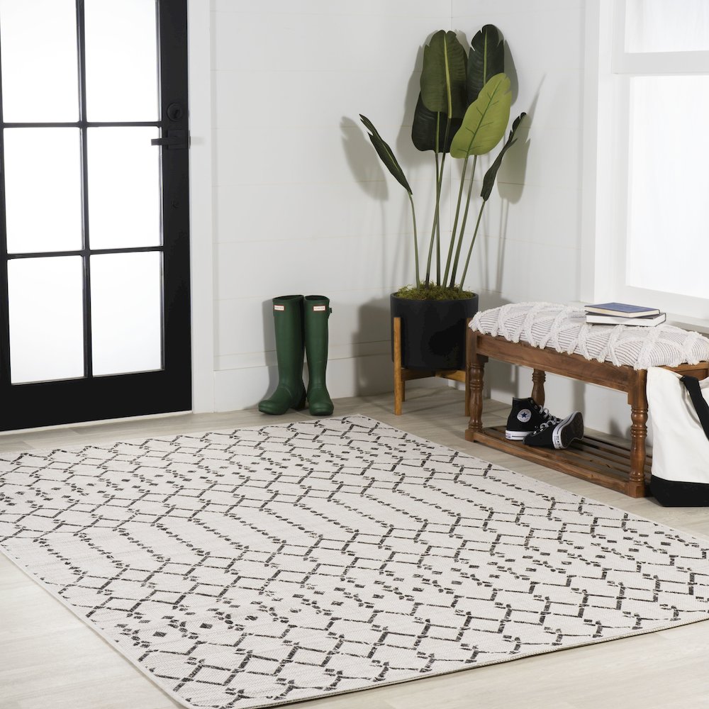 Ourika Moroccan Geometric Textured Weave Indoor/Outdoor Area Rug. Picture 5